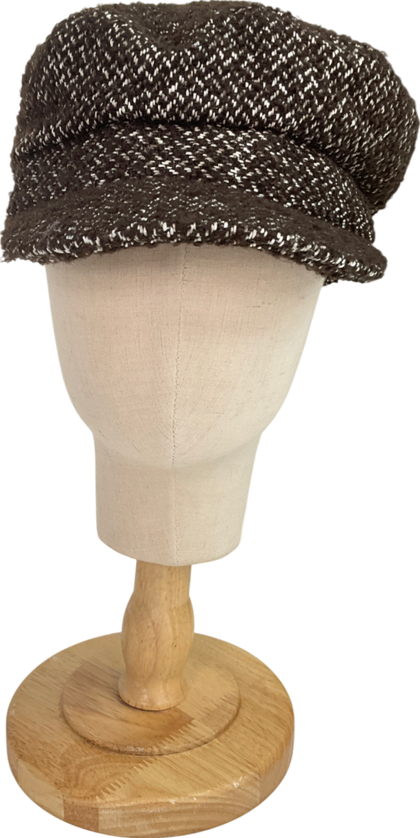 MANGO Brown Tweed Baker Cap