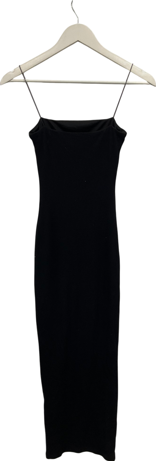 Meshki Black Ribbed Maxi Dress UK S