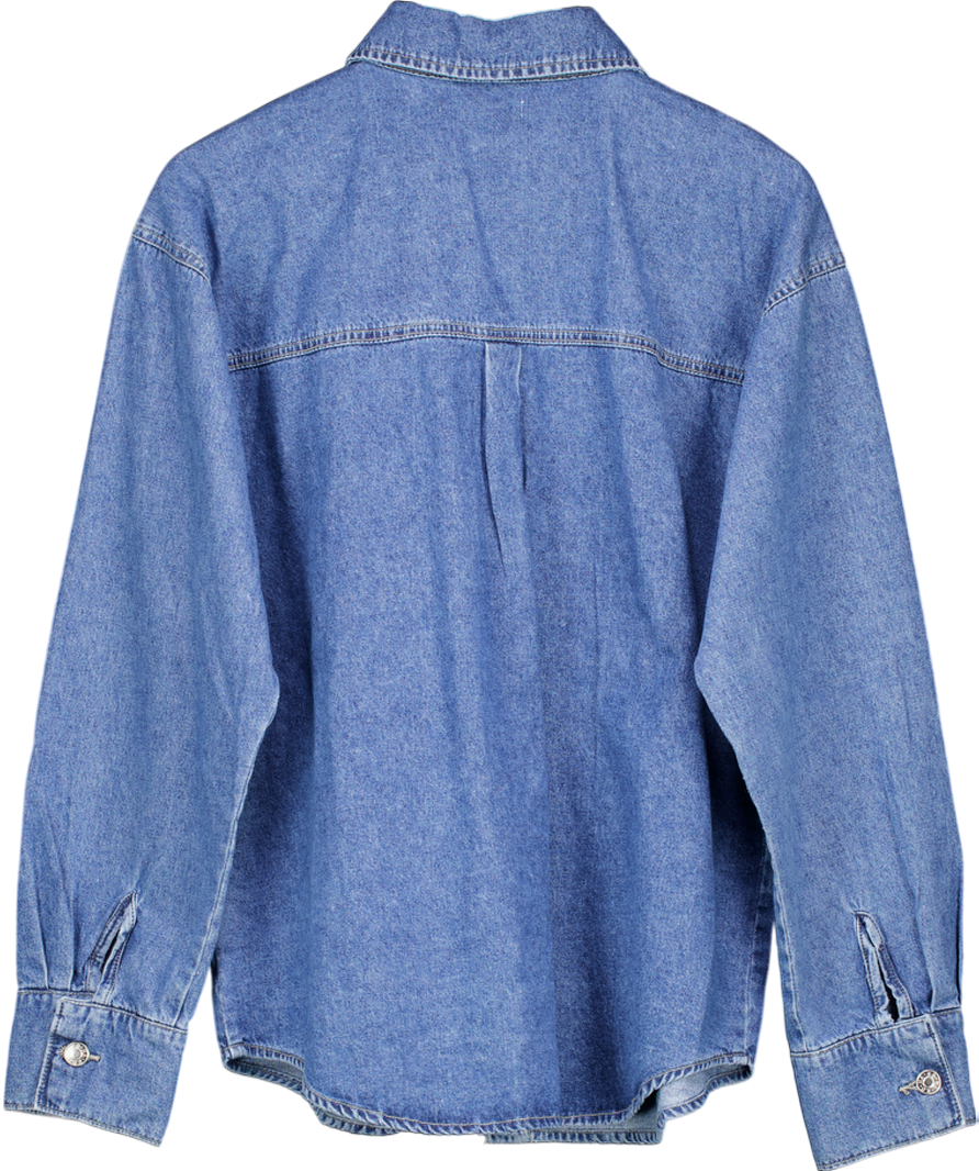 NA-KD Blue Denim Shirt UK 10