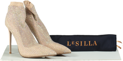 La Silla Nude Gilda Crystal Ankle Boots UK 6.5 EU 39.5 👠