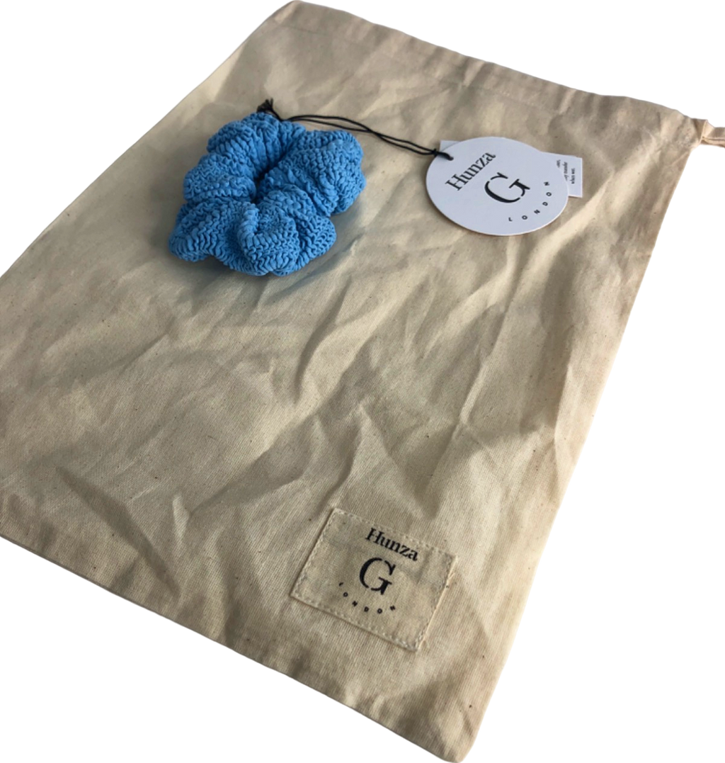Hunza G Blue Classic Hair Scrunchie