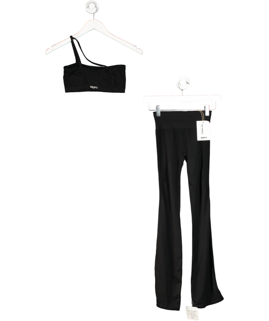 Sefi Black Butterluxe Contour Flared Legging And Bralette UK XS