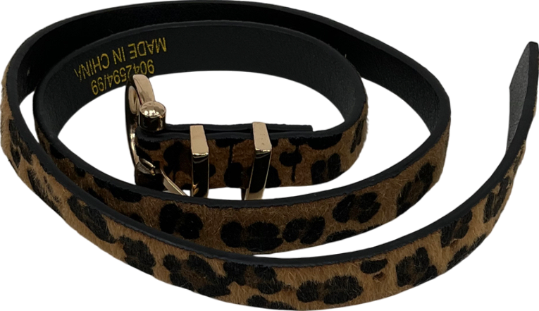 New Look Brown Brushed Leopard Print Belt UK S