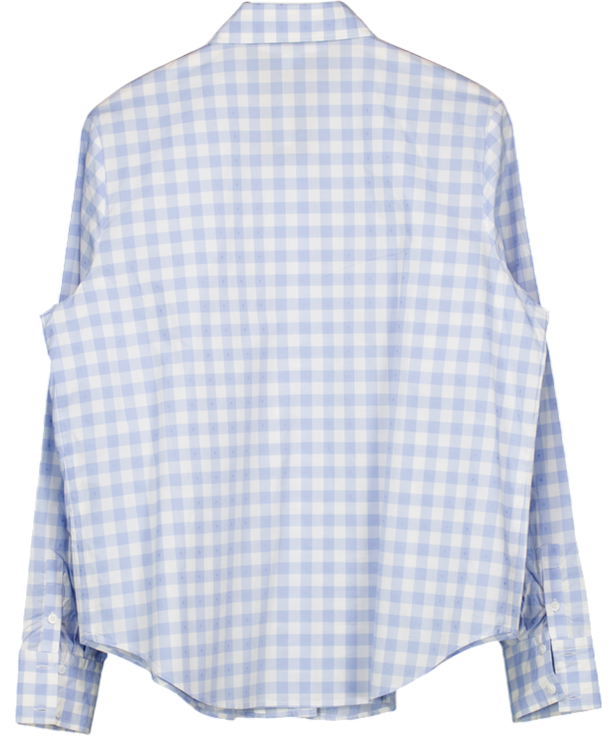 HILL HOUSE Blue / Whitehome James  Clip Dot Check Shirt UK M