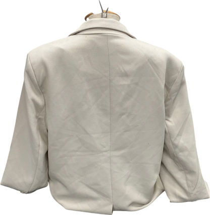 NA-KD Beige Single Breasted Textured Blazer UK 10