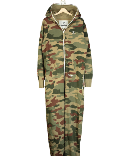 One Piece Green Full Zip Up Camo Onsie UK M