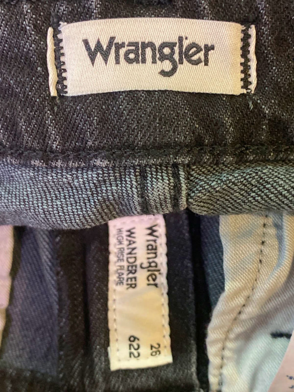 Wrangler Black Wanderer Wide Flare Jeans W26 L32