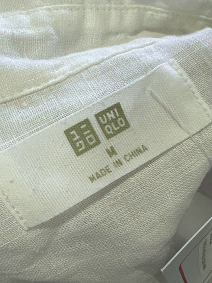 UNIQLO White Linen Long Sleeve Shirt UK M