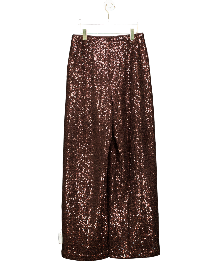 Monsoon X Sarah Corbett-winder Wide Leg Sequin Trousers Bronze UK 16