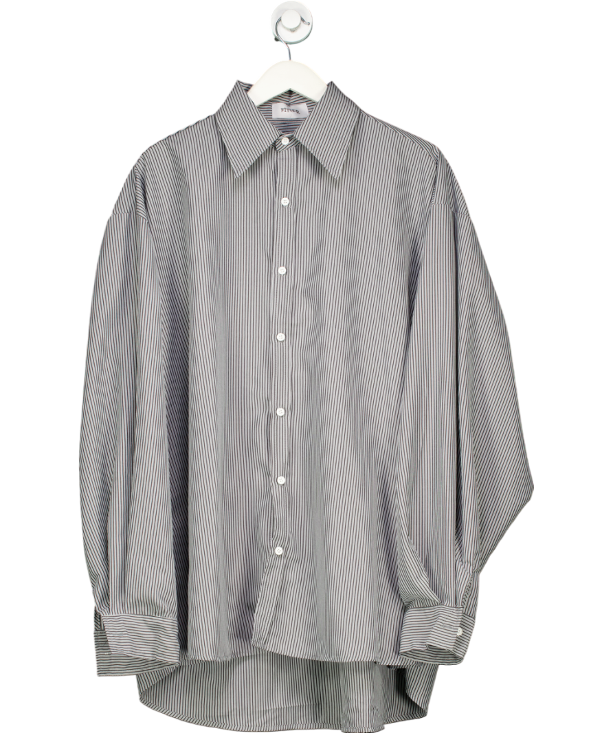 Fitter Grey Long Sleeve Stripe Shirt UK L/XL