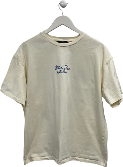 White Fox Cream 13th Avenue Oversized T Shirt UK M/L