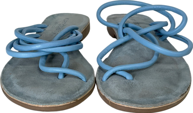 Kurt Geiger Blue Maria Leather Toe Thong Sandal UK 4 EU 37 👠