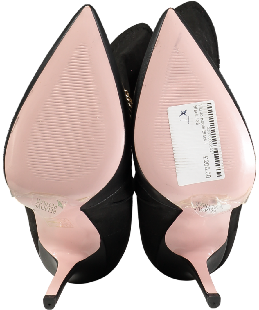 LUI JO Marilyn 5 Black Leather & Suede Boots With Gold Star And Chain Detail UK 5 EU 38 👠