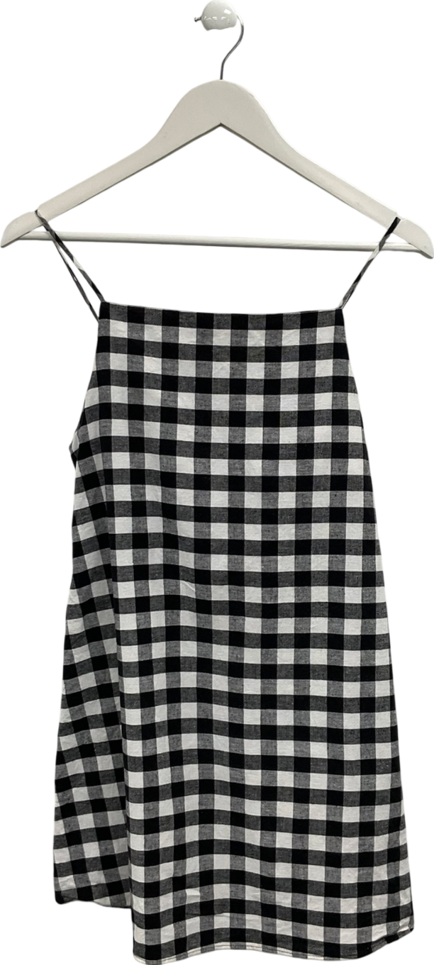 ZARA Black Gingham Strappy Dress UK S