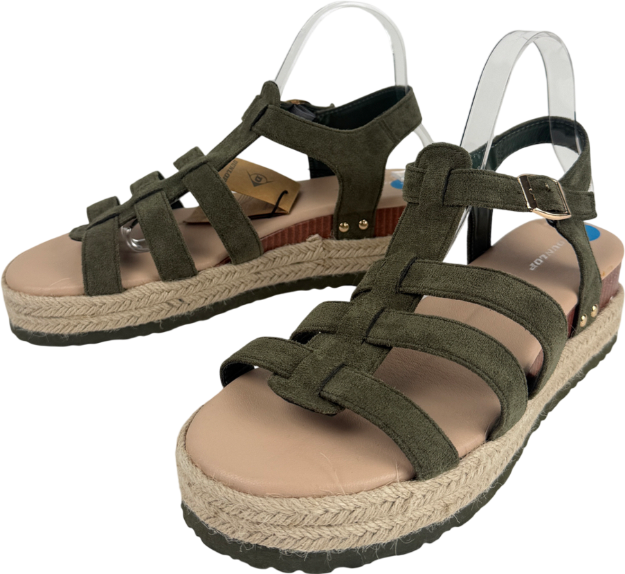 DUNLOP Green 'alani' Flatform Sandals UK 8 EU 41 👠