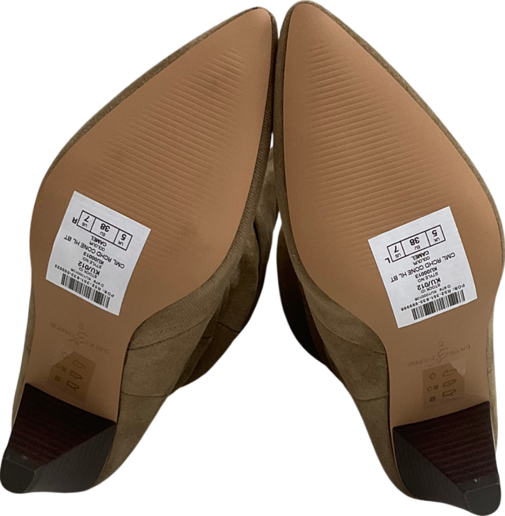 love & roses Beige Camel Mid Heel Ruched High Leg Boot UK 5 EU 38 👠