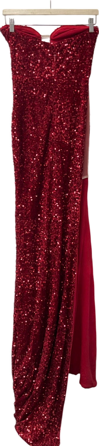 Fashion Nova Red The Most Wanted Sequin Gown UK S