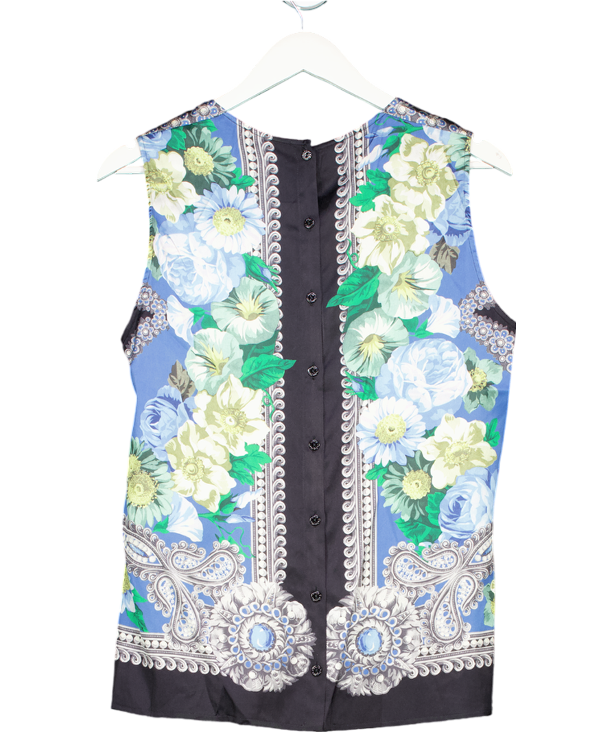 Dolce & Gabbana Black Silk Blend Floral Top UK 14