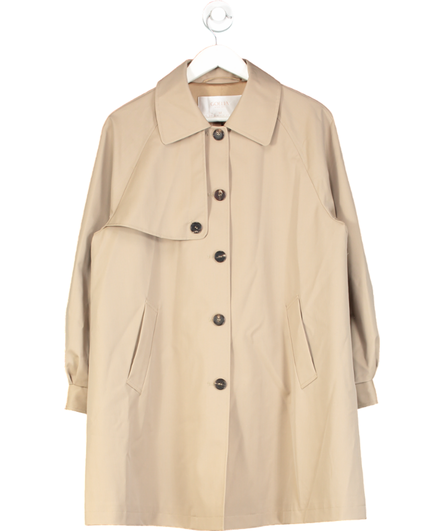 Goelia Beige Worsted Wool Blend Waterproof Women Trench Coat UK M