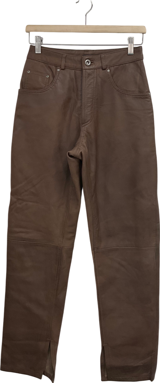 Nasty Gal Brown Faux Leather Trousers UK 6
