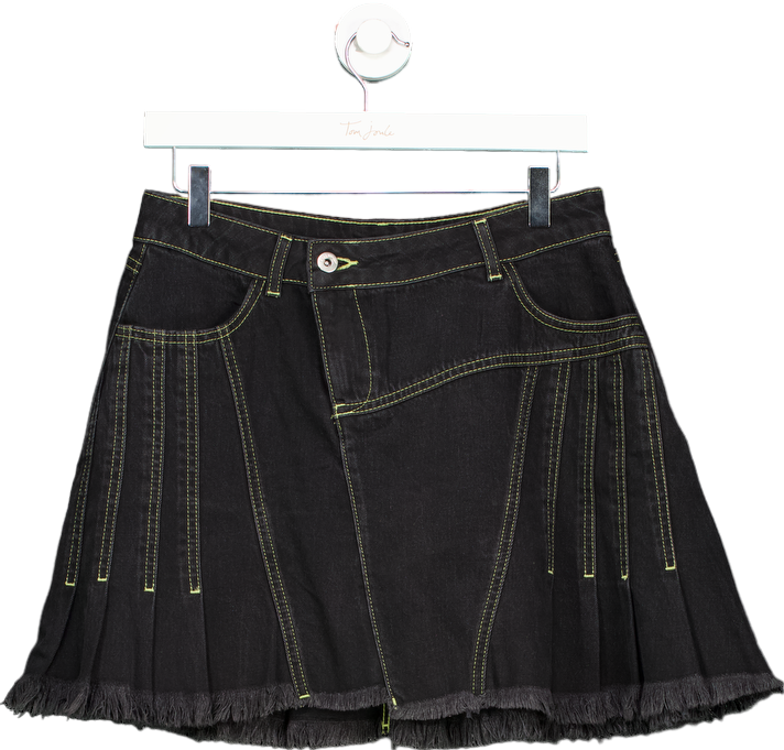 Collusion Black Pleated Denim Skirt UK 10