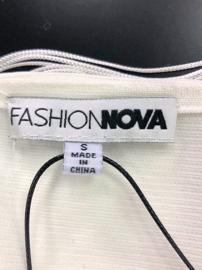 Fashion Nova White Fraza Fringe Halter Top UK S