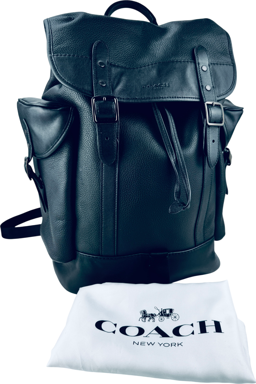 COACH Hitch Black Leather Backpack One Size