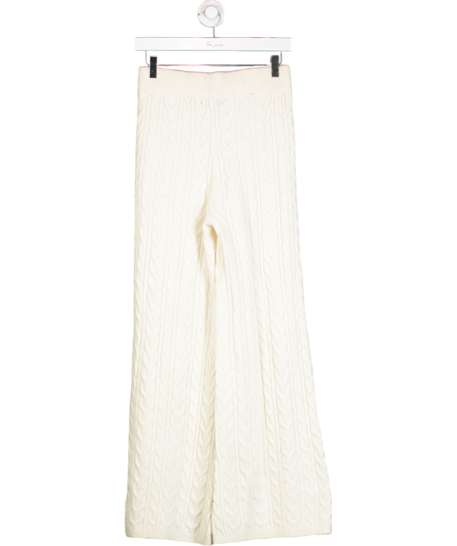 New Look Cream Cable Knit Wide Trousers UK S