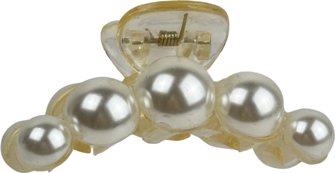 Cream Pearl Embellished Small Claw Clip