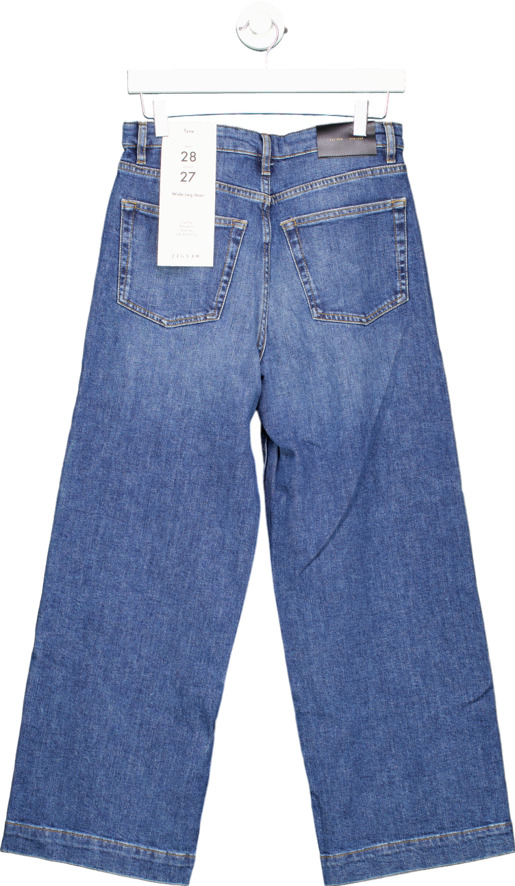 Jigsaw Vintage Mid Blue Tyne Cropped Wide Leg Jean W28