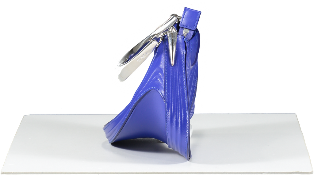 Mugler Blue Mini Embossed Leather Spiral Curve Bag