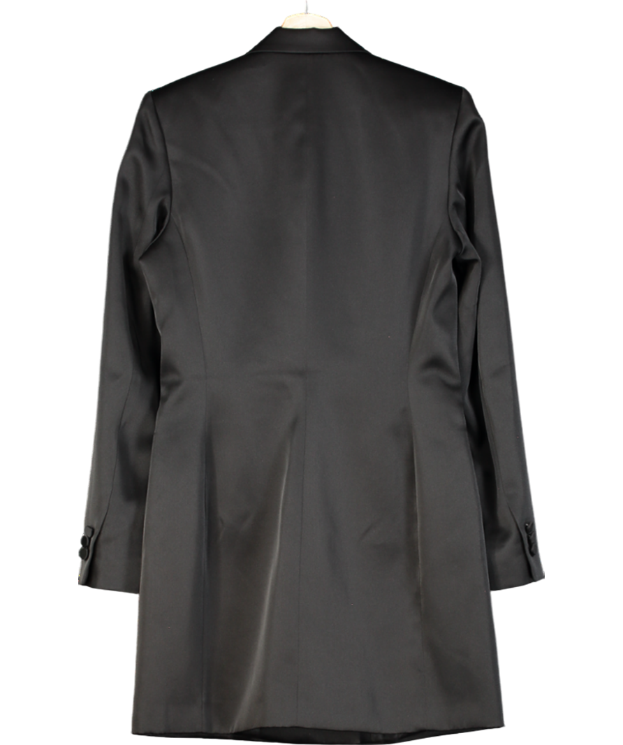 Karen Millen Black Structured Viscose Satin Tailored Double Breast Jacket UK 10