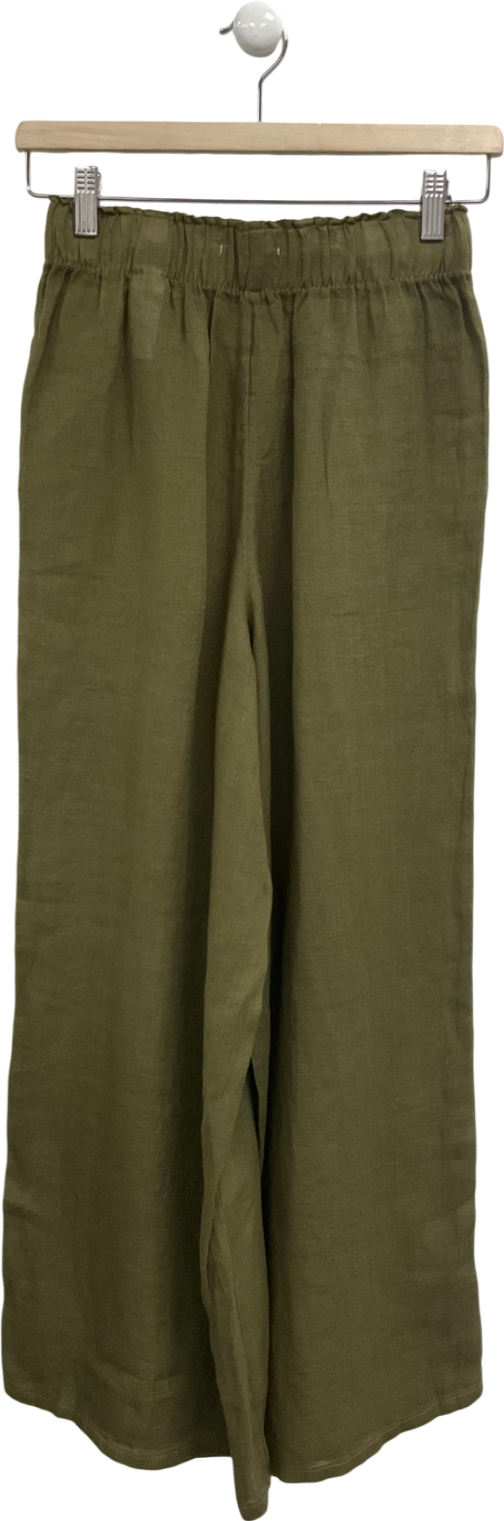 Next Green Linen Pull On Trousers UK 6
