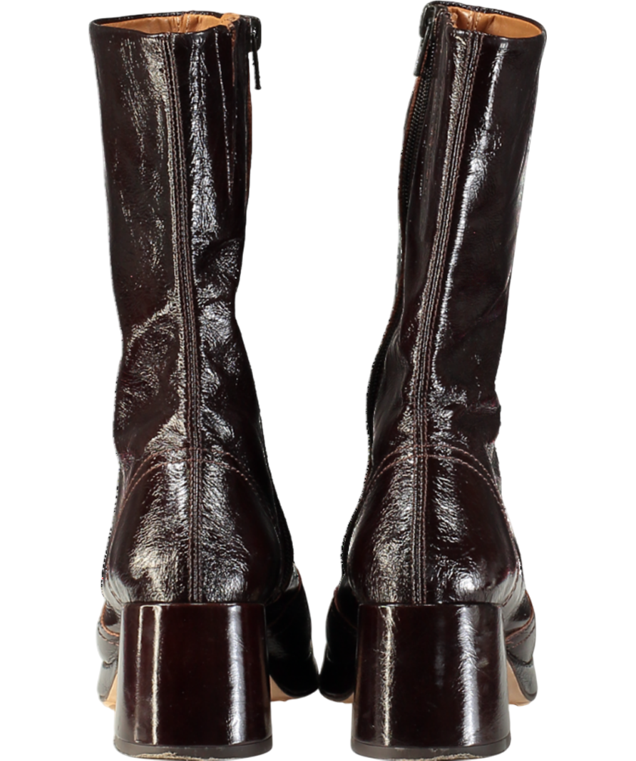 MIISTA Brown Cass Patent Mid-calf Boots UK 2 EU 35 👠