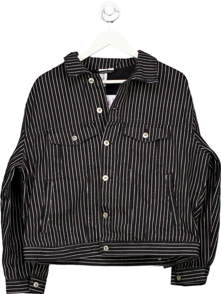 Collusion Black Striped Denim Jacket UK 10