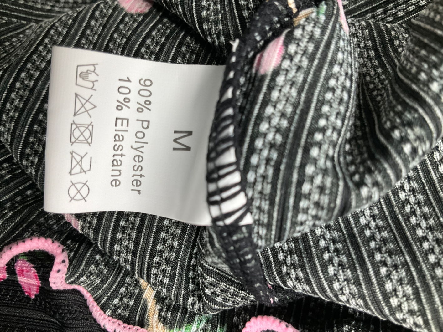 Black Rose Print Pyjama Set UK M