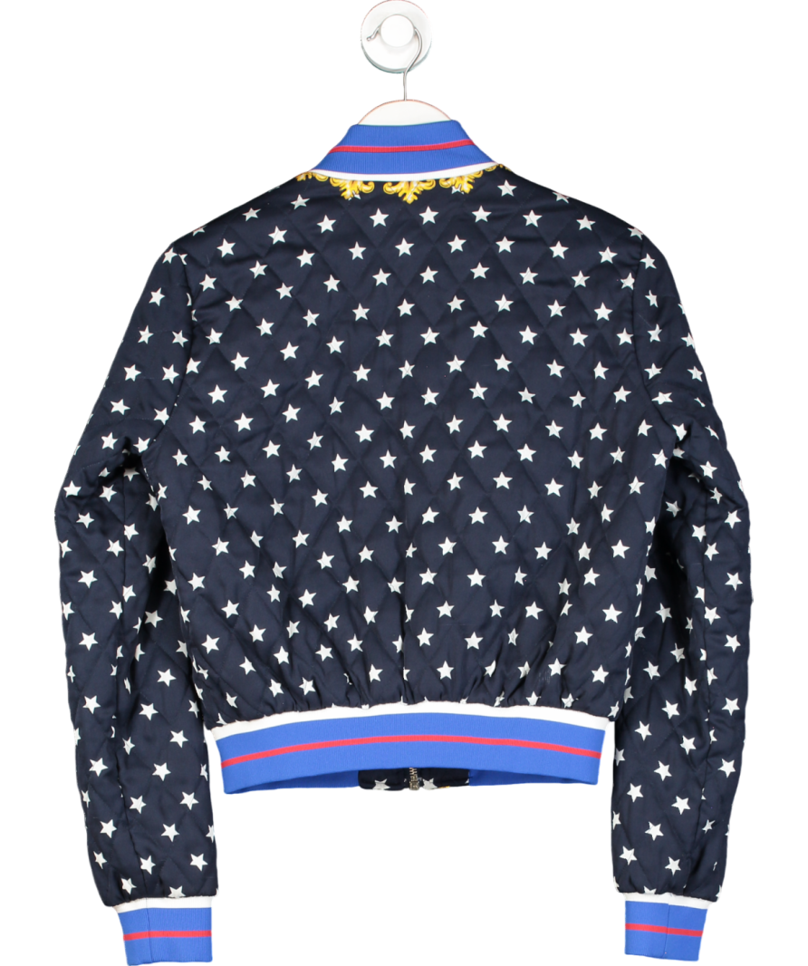 Pinko Blue Baroque Print Bomber Jacket UK 8