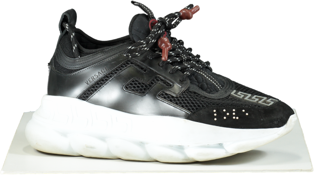 Versace Black Chain Reaction Trainers UK 9