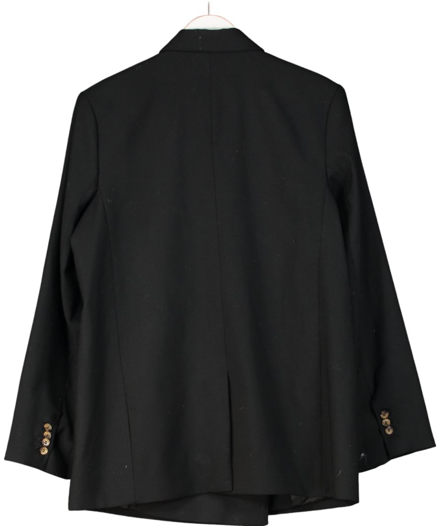Anine Bing Black Double Breasted Wool Blend Blazer UK M