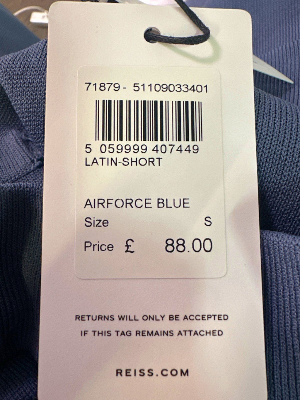 REISS Airforce Blue Latin Short UK S