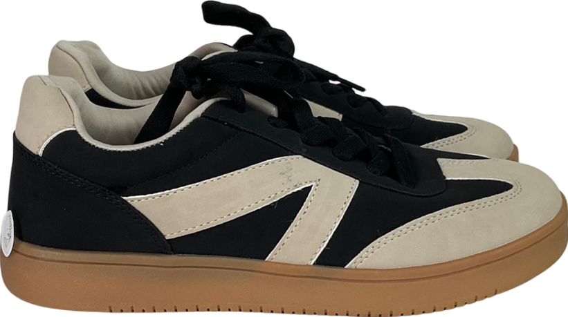 New Look Black Brushed Faux Leather Chunky Sole Trainers UK 5 EU 38 👠