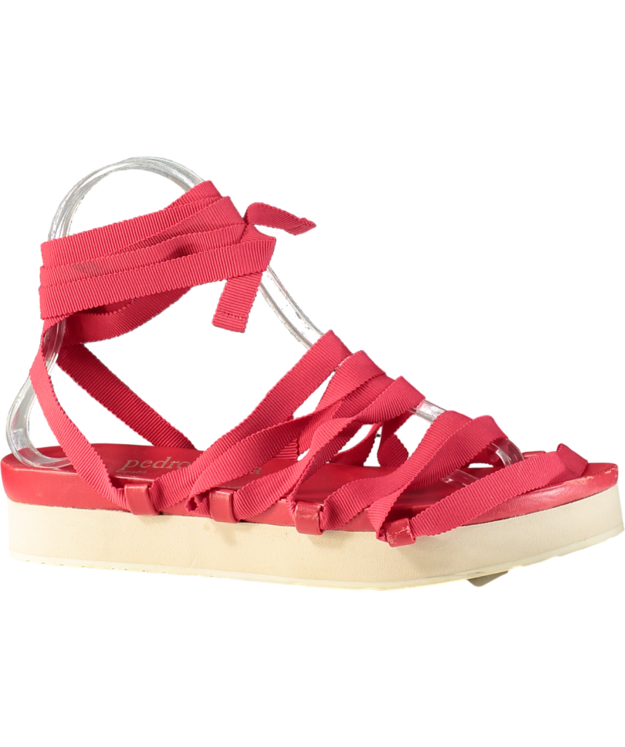 Pedro Garcia X Temperley Red Laced Up Summer Flat Sandals UK 5 EU 38 👠