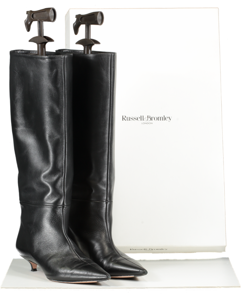 Russell & Bromley Black Sleek Leather Boots UK 5 EU 38 👠