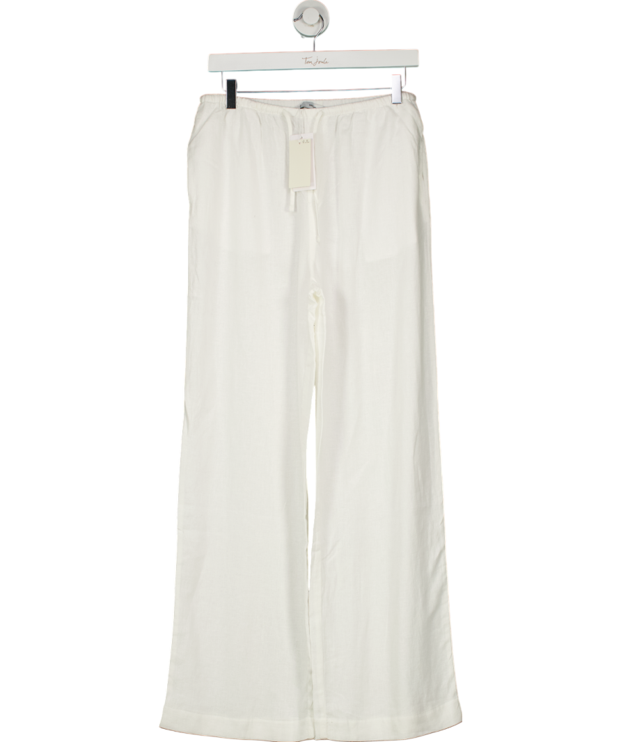 MANGO White Travis Straight Linen Blend Trousers UK S