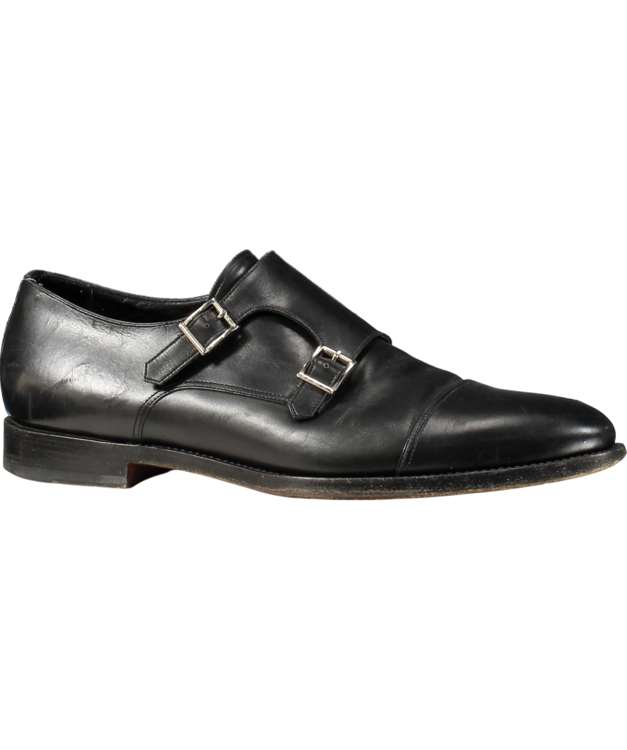 Santoni Black Leather Double Buckle Shoe UK 10.5 EU 44.5 👞