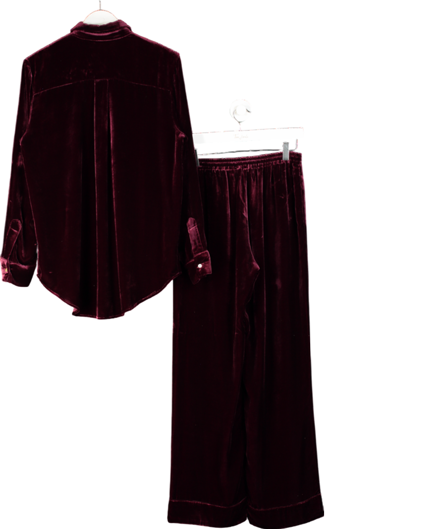Asceno Red London 2-piece Velvet Shirt And Trousers UK S