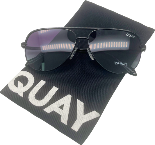 Quay Black High Key Polarised Sunglasses in case