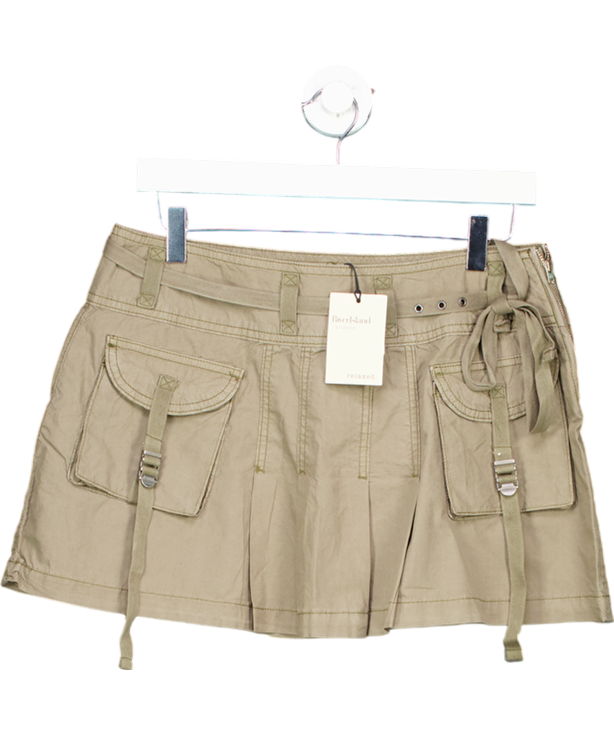 River Island Green Cargo Pleated Mini Skirt UK 10
