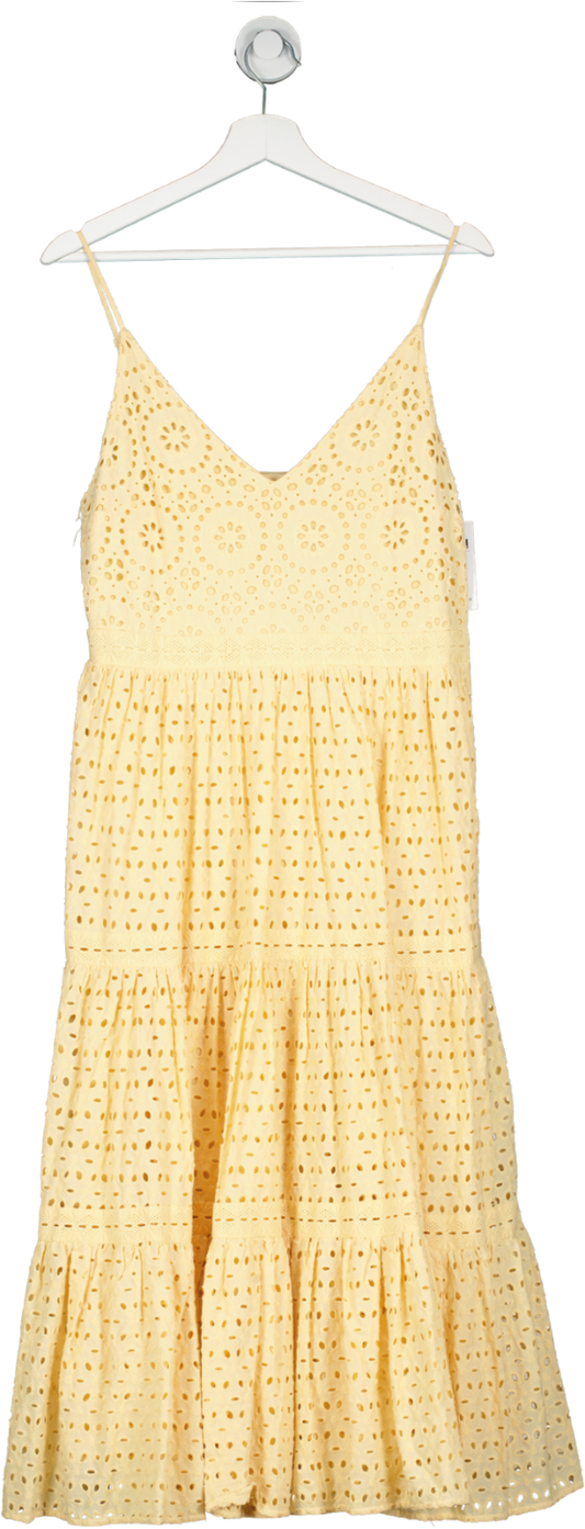 H&M Yellow Broderie Anglaise Dress UK 12