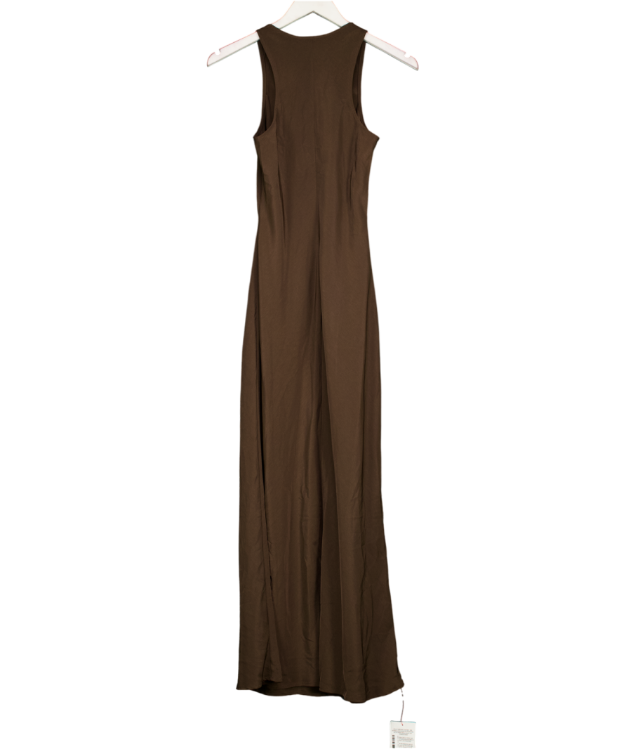 ASOS Design Chocolate Brown Sleeveless Silky Slip Dress UK 8